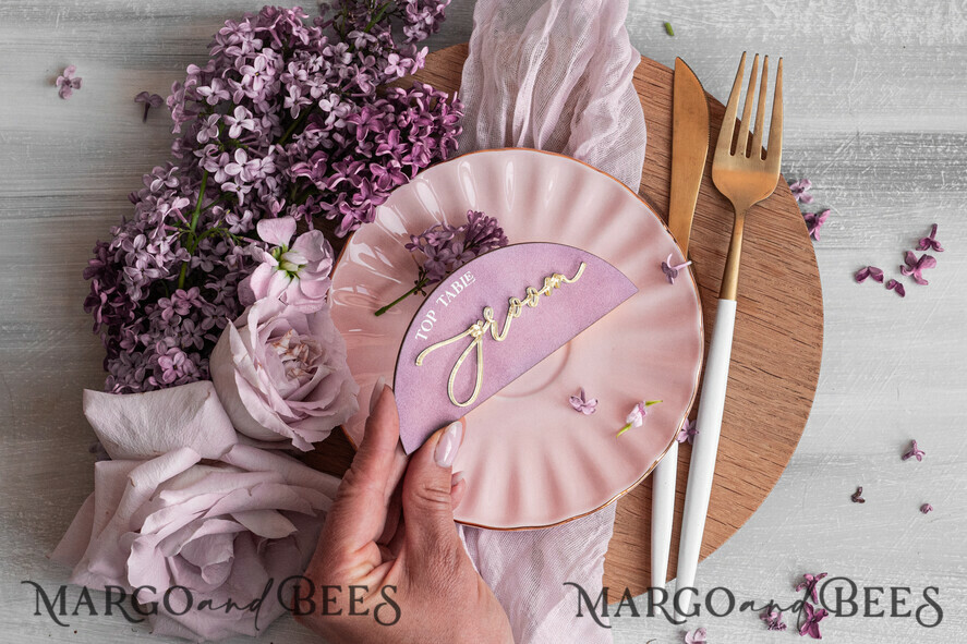 PLACE CARDS / TABLE CARDS Acrylic Gold Clear / Wood 3D Mauve Wedding Place Cards, Modern arch Velvet  Gold Acryl Place card without stand, Wedding seat gold Cards, Velvet Mirror gold Name Card, Editable Text, MvS