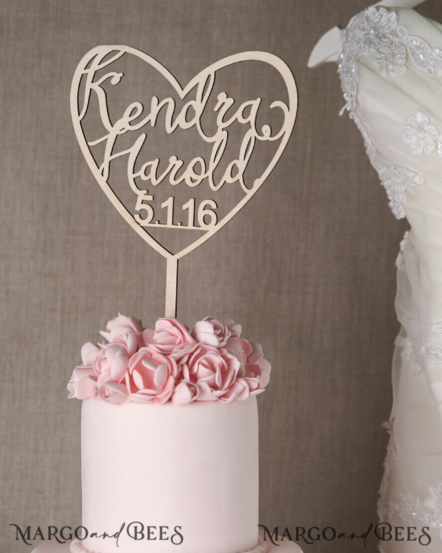 TORTENDEKORATION  
 Holz Hochzeitstorte Topper, Holz Torte Topper
