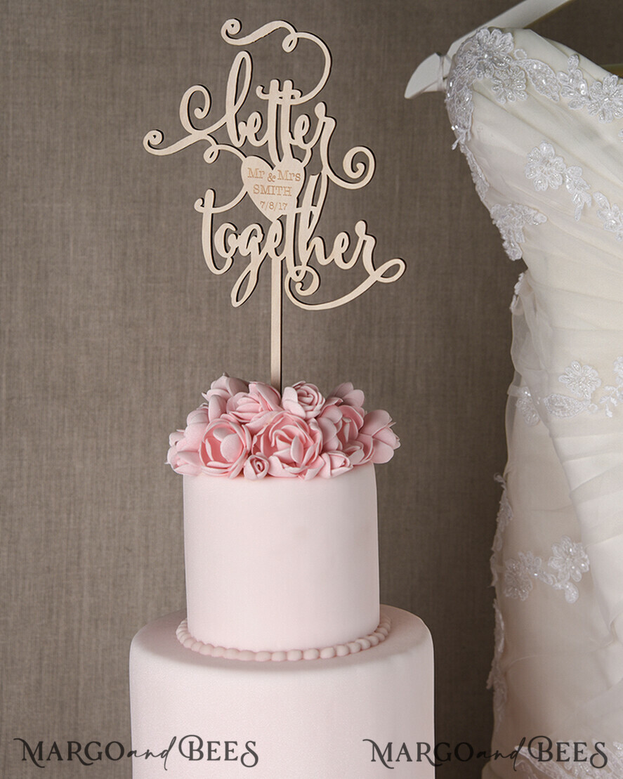 TORTENDEKORATION  
 Holz Hochzeitstorte Topper, Holz Tortenspitze