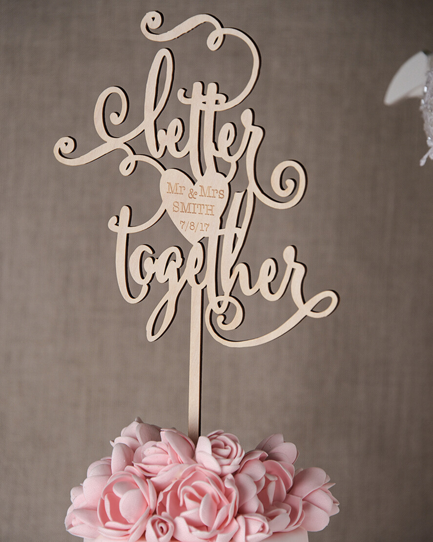 TORTENDEKORATION  
 Holz Hochzeitstorte Topper, Holz Tortenspitze