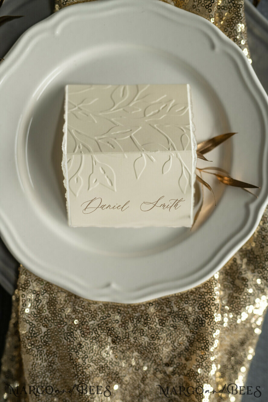 PLATZKARTEN / TISCHKARTEN  
 Luxus Premium Glitzer/ Gold/ Silber/ Roségold Elegante geprägte Elfenbein-Hochzeitsplatzkarten, kleine Tischkarten, Zeltkarten, Empfangskarten, Namenskarten, ecrufarbene Tischnamenskarten, personalisierte Hochzeitsdekoration, bearbeitbarer Text