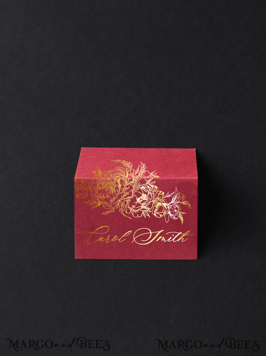 PLACE CARDS / TABLE CARDS Luxury Premium Glitter/ Gold/ Silver/ Rose Gold Elegant Gold Burgundy Wedding Place Cards, Gold Foil Luxurious Marsala Seating Cards, Modern Wedding Name Tags For Your Wedding Tables, Peony Glamour Place Card