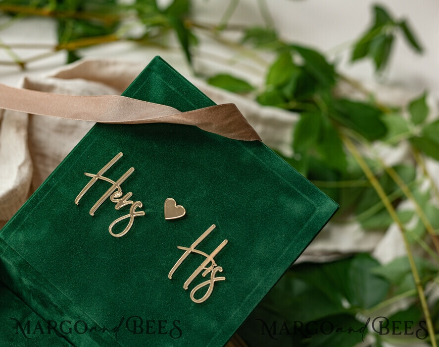 RINGTRÄGERBOXEN & KISSEN Samtkästchen für den Trauungszeremonie Grüne goldene Samt-Ringbox für die Zeremonie, Ringbox für die Hochzeitszeremonie mit 3 Ringen aus Samt, Boho Glam Hochzeitsringboxen für ihn und sie, luxuriöse Samt-Ringbox doppelt in benutzerdefinierten Farben.