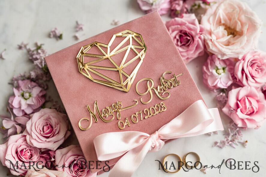 RING BEARER BOXES & PILLOWS Velvet ring box for wedding ceremony Wedding Ring Pillow • Presonalised Ring Bearer Pillow • Custom Wedding Ring Bearer Elegant Custom velvet Wedding Ring Box, Luxury Engraved Box For Rings Or Bands Personalised, velvet Ring Box With Flowers And Gold Inscription