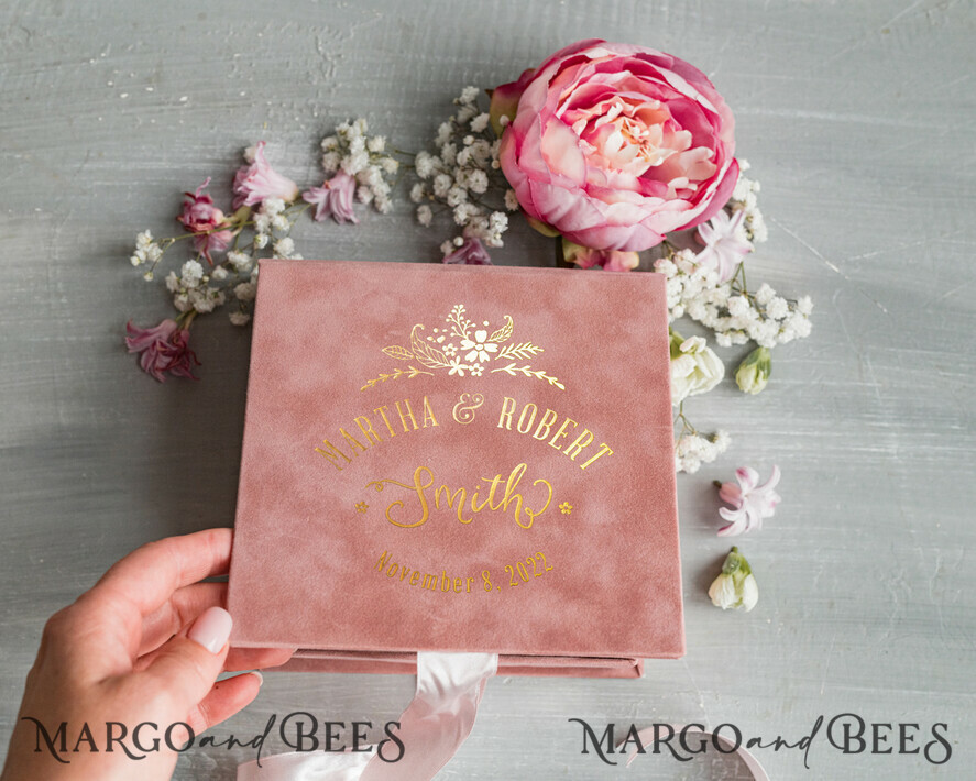 RING BEARER BOXES & PILLOWS Velvet ring box for wedding ceremony Luxury Velvet Wedding rings Box, Glamour blush pink and gold Wedding rings Box,Elegant Wedding Box velvet blusch Pink,  Handmade Wedding rings Box