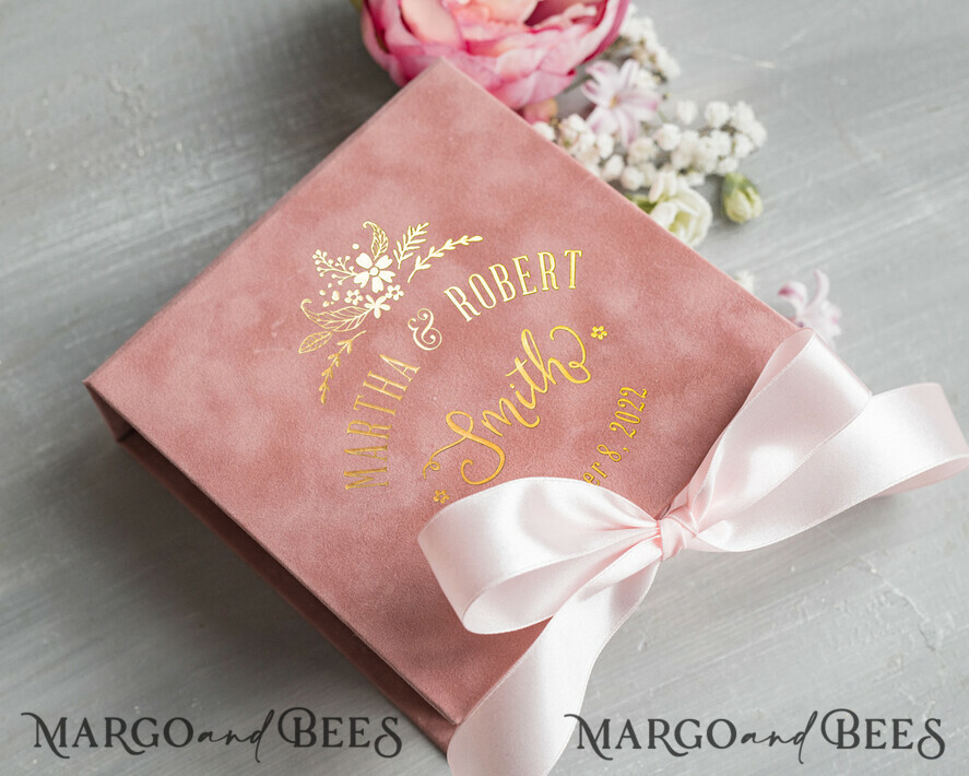 RING BEARER BOXES & PILLOWS Velvet ring box for wedding ceremony Luxury Velvet Wedding rings Box, Glamour blush pink and gold Wedding rings Box,Elegant Wedding Box velvet blusch Pink,  Handmade Wedding rings Box