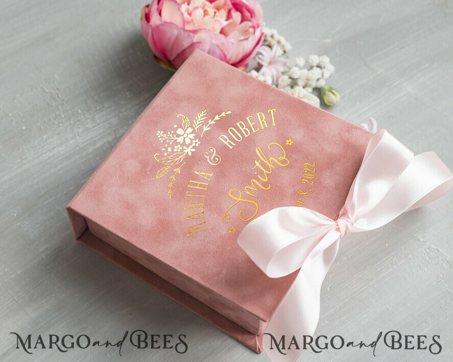 RING BEARER BOXES & PILLOWS Velvet ring box for wedding ceremony Luxury Velvet Wedding rings Box, Glamour blush pink and gold Wedding rings Box,Elegant Wedding Box velvet blusch Pink,  Handmade Wedding rings Box