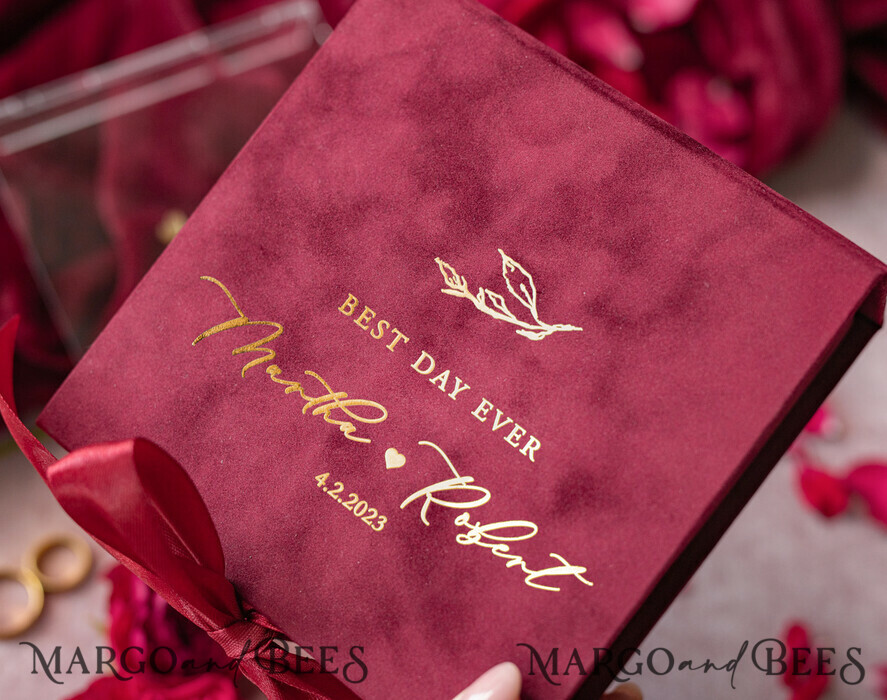 RING BEARER BOXES & PILLOWS Velvet ring box for wedding ceremony Marsala Gold Velvet acrylic Wedding rings Box, Glamour Maroon and gold Wedding rings Box, Elegant Wedding Box velvet Burgundy Pink, Handmade Wedding rings Box