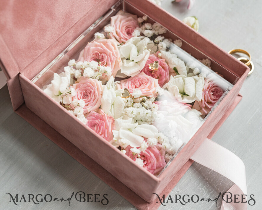 RING BEARER BOXES & PILLOWS Velvet ring box for wedding ceremony Elegant Velvet blush pink Wedding rings Box, Glamour gold Wedding rings Box, Elegant Acrylic  Wedding Box velvet blusch Pink Wedding rings Box