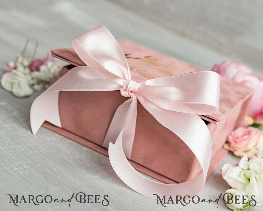 RING BEARER BOXES & PILLOWS Velvet ring box for wedding ceremony Elegant Velvet blush pink Wedding rings Box, Glamour gold Wedding rings Box, Elegant Acrylic  Wedding Box velvet blusch Pink Wedding rings Box