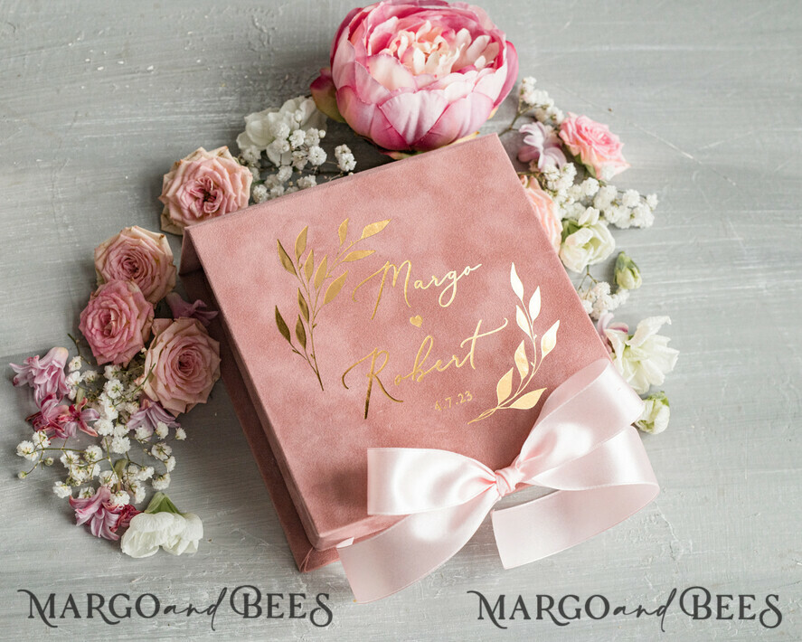 RING BEARER BOXES & PILLOWS Velvet ring box for wedding ceremony Elegant Velvet blush pink Wedding rings Box, Glamour gold Wedding rings Box, Elegant Acrylic  Wedding Box velvet blusch Pink Wedding rings Box