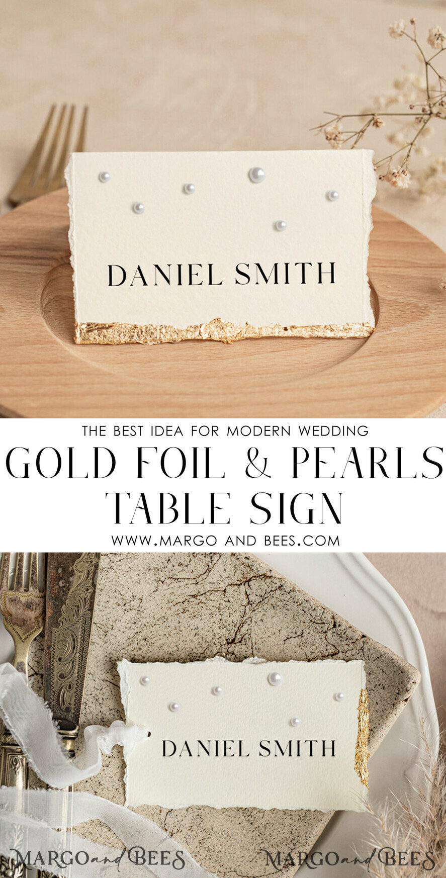 TABLE DECOR SIGNS glitter Luxury Wedding Table Number Card with Pearls & Gold Foil border – Textured Ivory Paper, Tent Style
