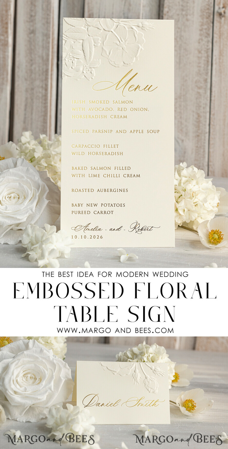 TISCHDEKORATIONSCHILDER   Glitzer Elegante goldene Hochzeits-Tischnummernkarten mit geprägtem floralen Design, elfenbeinerne strukturierte Papiere, gefalteter Zeltstil, klassische Schriftart, luxuriöse Empfangsdekoration