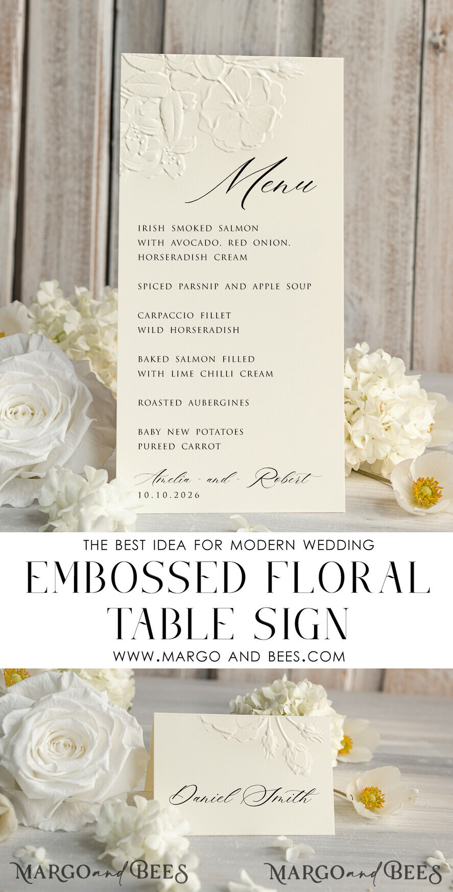 MENU & PROGRAMS glitter/ luxury premium Embossed Ivory Wedding Menu, Elegant Wedding Menu Cards With Floral leaf Motif, Luxury