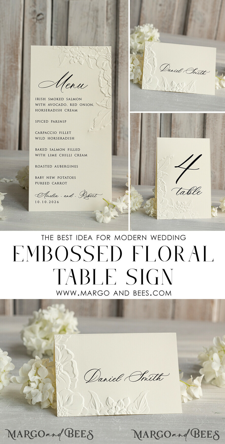 MENU & PROGRAMS glitter/ luxury premium Embossed Ivory Wedding Menu,  Elegant Wedding Menu Cards With Floral leaf Motif, Luxury