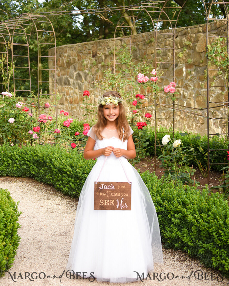 FLOWER GIRL / Page Boy SIGNS rustic Personalised wood wedding sign, Wooden Page boy sign, Wood Engraved flower girl sign, flower girl wedding day sign, rustic wedding decor for flower girl, daddy here comes mummy, here comes the bride