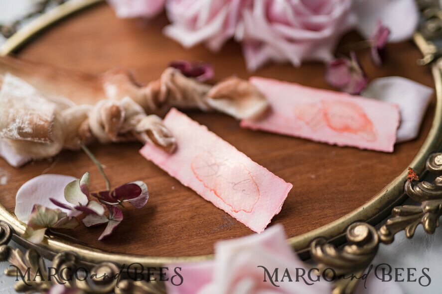 PLACE CARDS / TABLE CARDS Romantic Boho/ Botanical/ Floral Classy Pink Watercolor Wedding Place Cards with Ribbon, Custom Wording Table Place cards, Modern Gorgeous Name Tags, Unique Pink Wedding Stationery Place Cards
