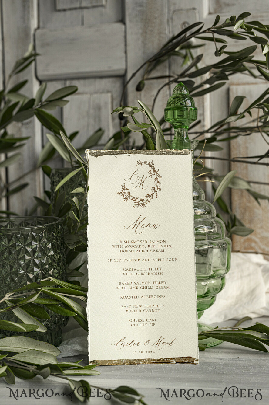 MENU & PROGRAMS romantic Elegant wedding menu card – a stylish way to display your wedding dishes and beautifully complement your table décor and place settings.
