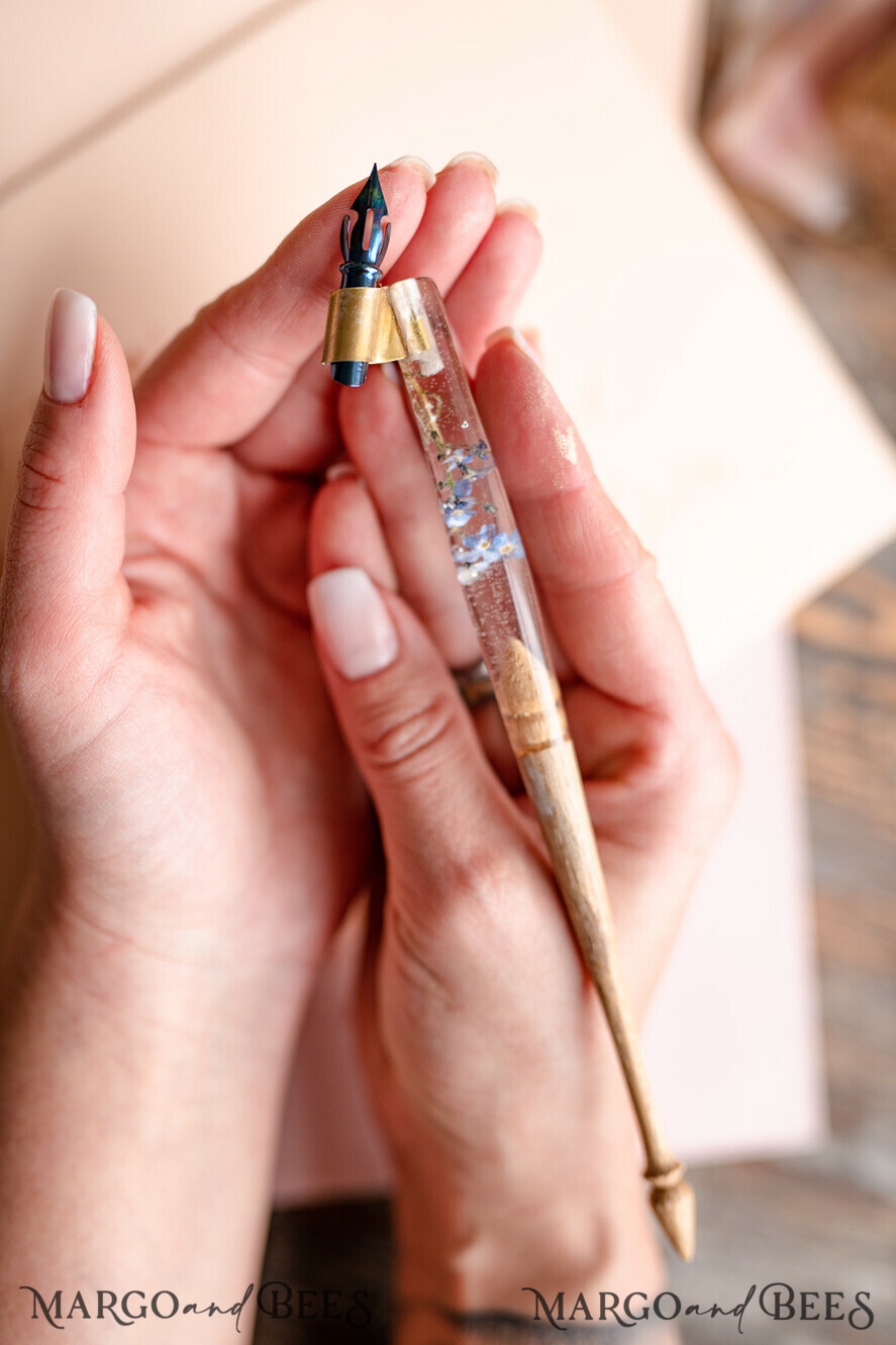 Wood and resin English Oblique Pen, Handmade resin lavender Wooden Antique  Dip Pen, Wood Oblique Cal