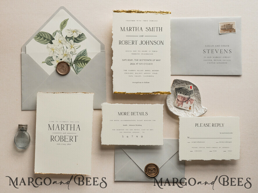 WEDDING INVITATIONS modern calligraphy / fine art Ivory Gold Wedding Invitation, Floral Wedding Invitation, Tuscany Italian Invitation suite, Wreath Monogram wedding invitation suite, Deckled Edge Invites, Torn Edge Wedding Invitations golden, Fine Art Wedding Invitation Suite, Deckled Edge Paper