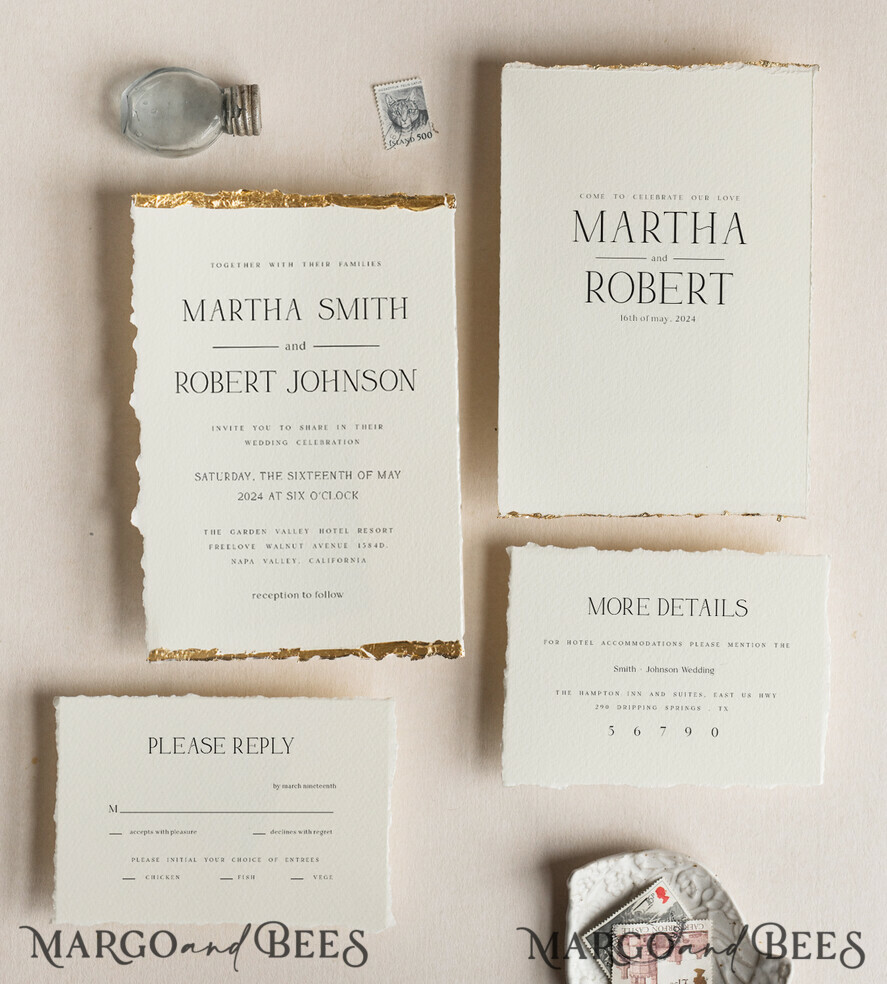 WEDDING INVITATIONS modern calligraphy / fine art Ivory Gold Wedding Invitation, Floral Wedding Invitation, Tuscany Italian Invitation suite, Wreath Monogram wedding invitation suite, Deckled Edge Invites, Torn Edge Wedding Invitations golden, Fine Art Wedding Invitation Suite, Deckled Edge Paper
