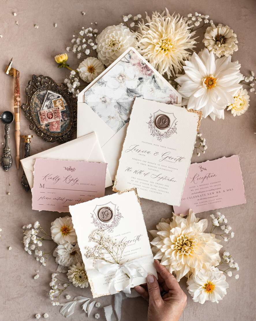 WEDDING INVITATIONS modern calligraphy / fine art Fine Art Blush Wedding Invitation, Real Baby Breth Floral Wedding Invitation, French Provence Invitation suite, Gypsophila wedding invitation suite, Deckled Edge Invites, Torn Edge Wedding Invitations golden, Fine Art Wedding Invitation Suite