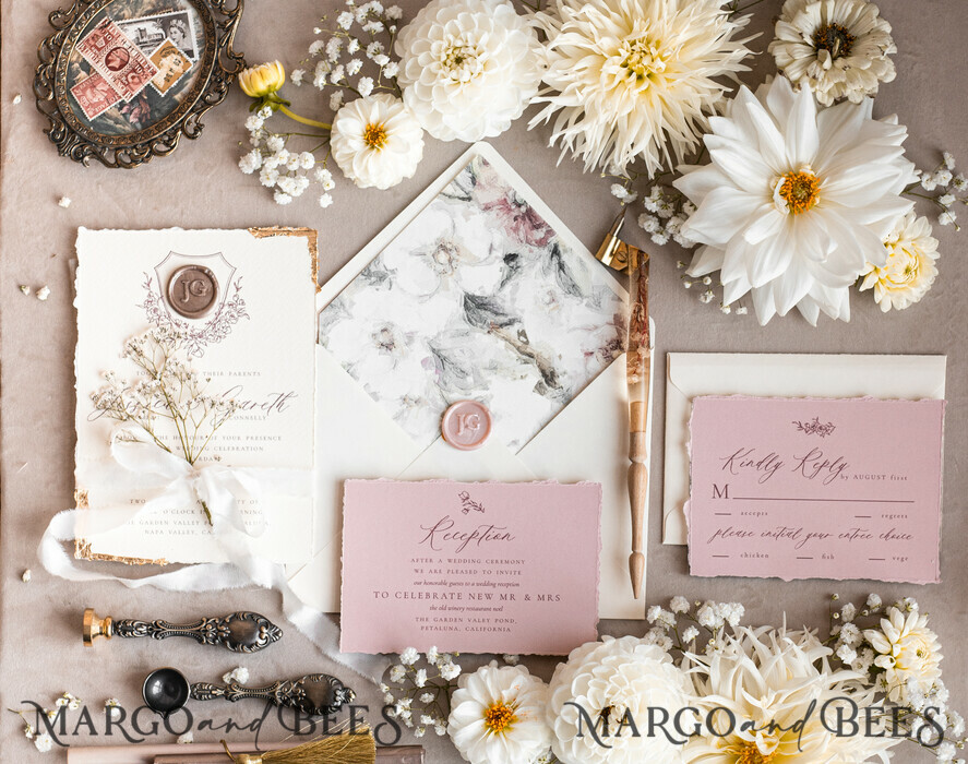 WEDDING INVITATIONS modern calligraphy / fine art Fine Art Blush Wedding Invitation, Real Baby Breth Floral Wedding Invitation, French Provence Invitation suite, Gypsophila wedding invitation suite, Deckled Edge Invites, Torn Edge Wedding Invitations golden, Fine Art Wedding Invitation Suite