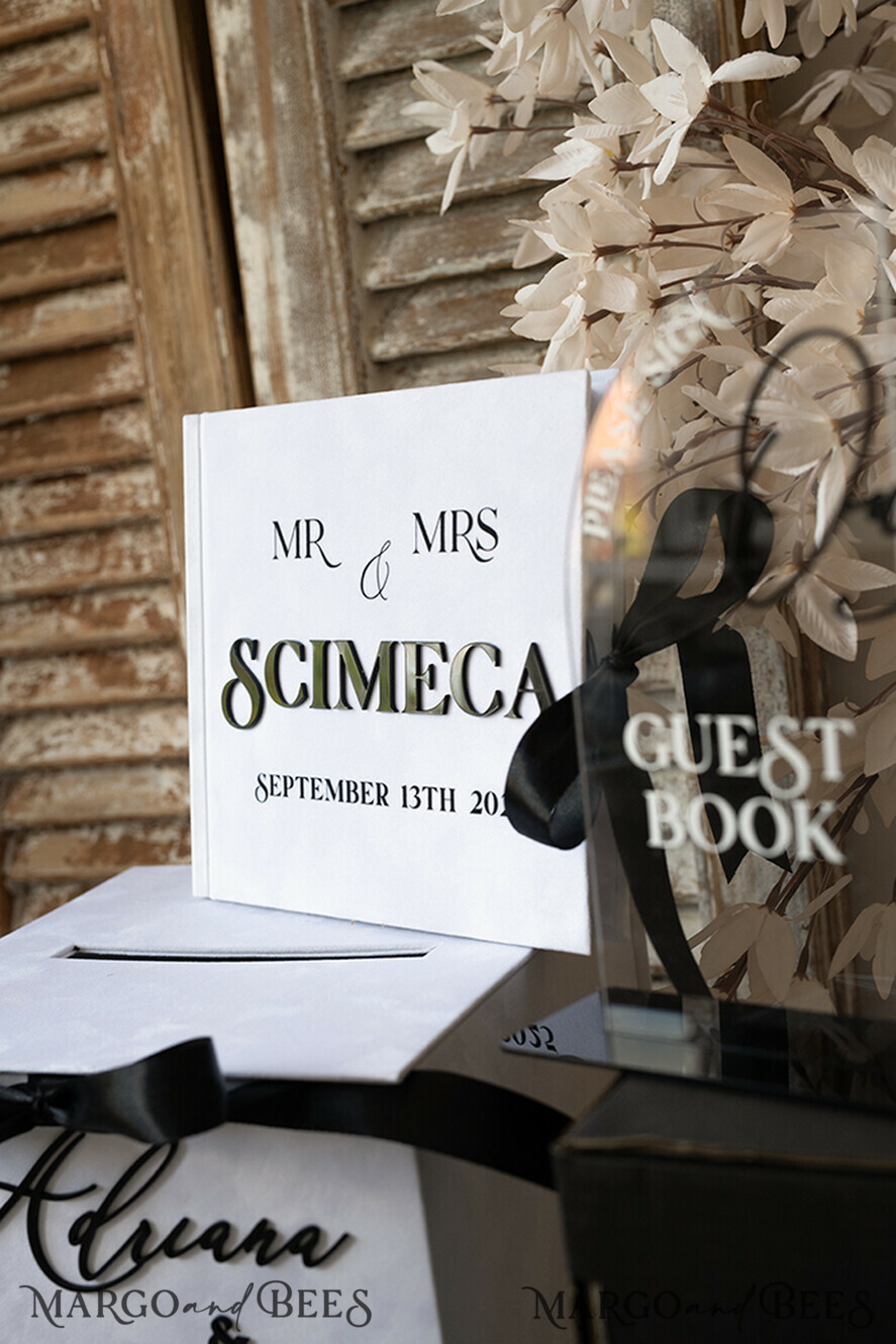 WEDDING GUEST BOOKS Instax Instant Photo Book black & white Velvet  Acrylic Wedding Guest Book Personalised & sign set, Velvet elegant Instant Photo Book Boho Elegant Instax Guestbook