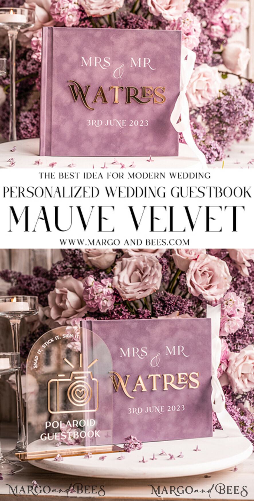 本格派ま！ Mr Mrs Wedding Pla Calligraphy Pink Guestbook Roses Floral  (Guestbooks ステンシル作成キット