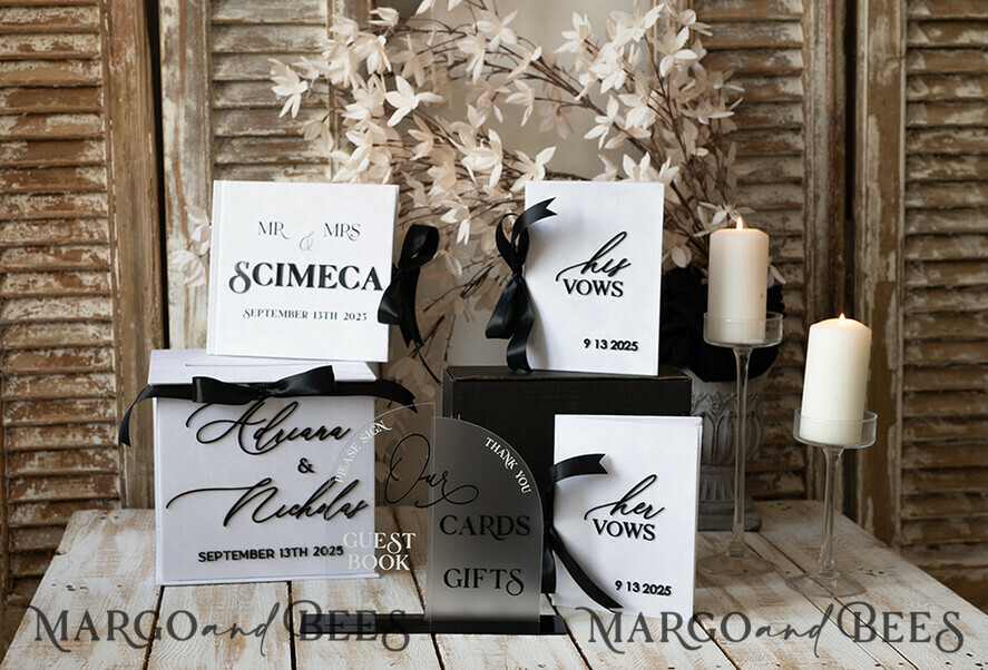 HOCHZEITS-GÄSTEBÜCHER Instax Sofortbildbuch Weißer Samt und schwarzes Acryl Hochzeitsgäste Buch personalisiert, Samt weiß Sofortbildbuch Boho elegant Instax Hochzeitsfoto Gästebuch, BWs