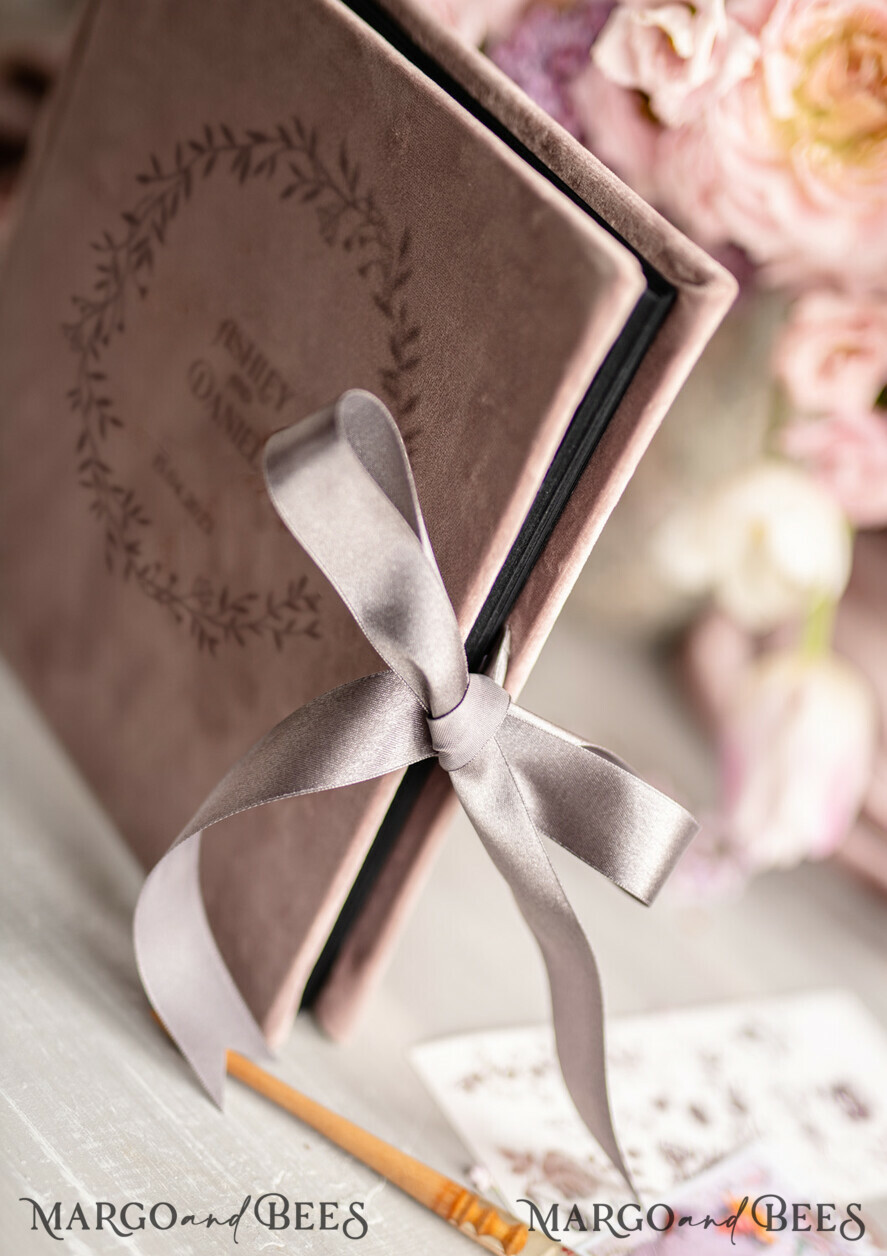 Presonalised Wedding Guest Book, Velvet Personalized Wedding Phoro Guest Book• Velvet Photo Booth Book