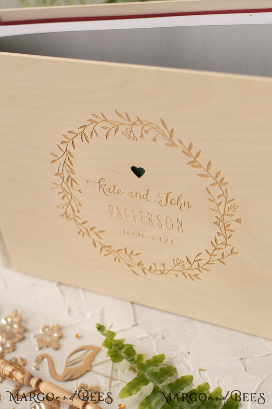 WEDDING GUEST BOOKS Instax Instant Photo Book Presonalised Wedding Guest Book, Rustic Wreath  Instant Photo Book • Boho wood engraved Instax Wedding Photo Guestbook