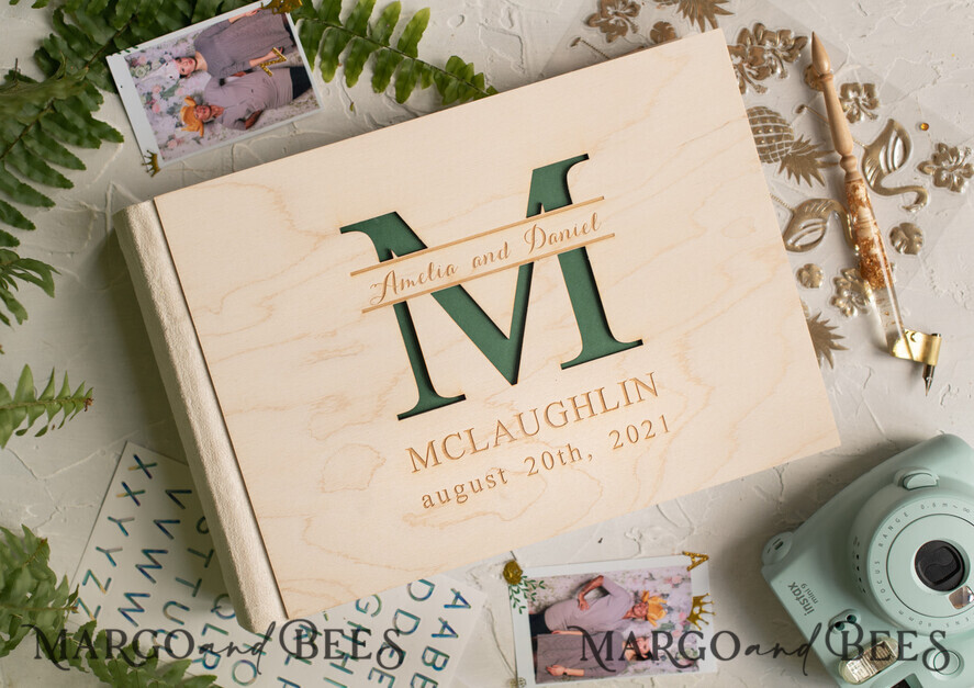 WEDDING GUEST BOOKS Instax Instant Photo Book Presonalised Rustic Wedding Guest Book, Wooden Personalized Wedding Album • Wood Engraved Photo Booth Book