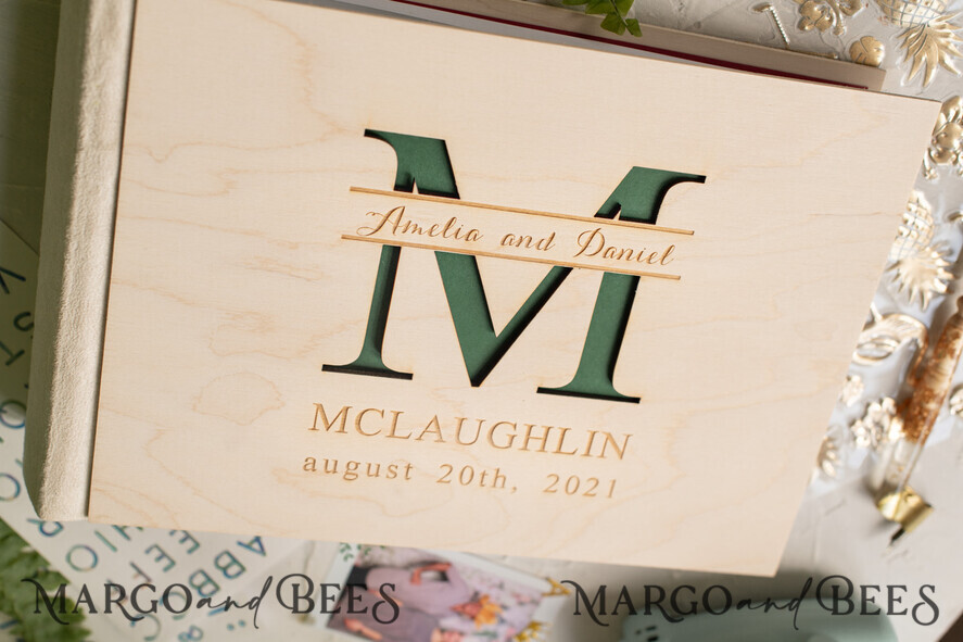 WEDDING GUEST BOOKS Instax Instant Photo Book Presonalised Rustic Wedding Guest Book, Wooden Personalized Wedding Album • Wood Engraved Photo Booth Book