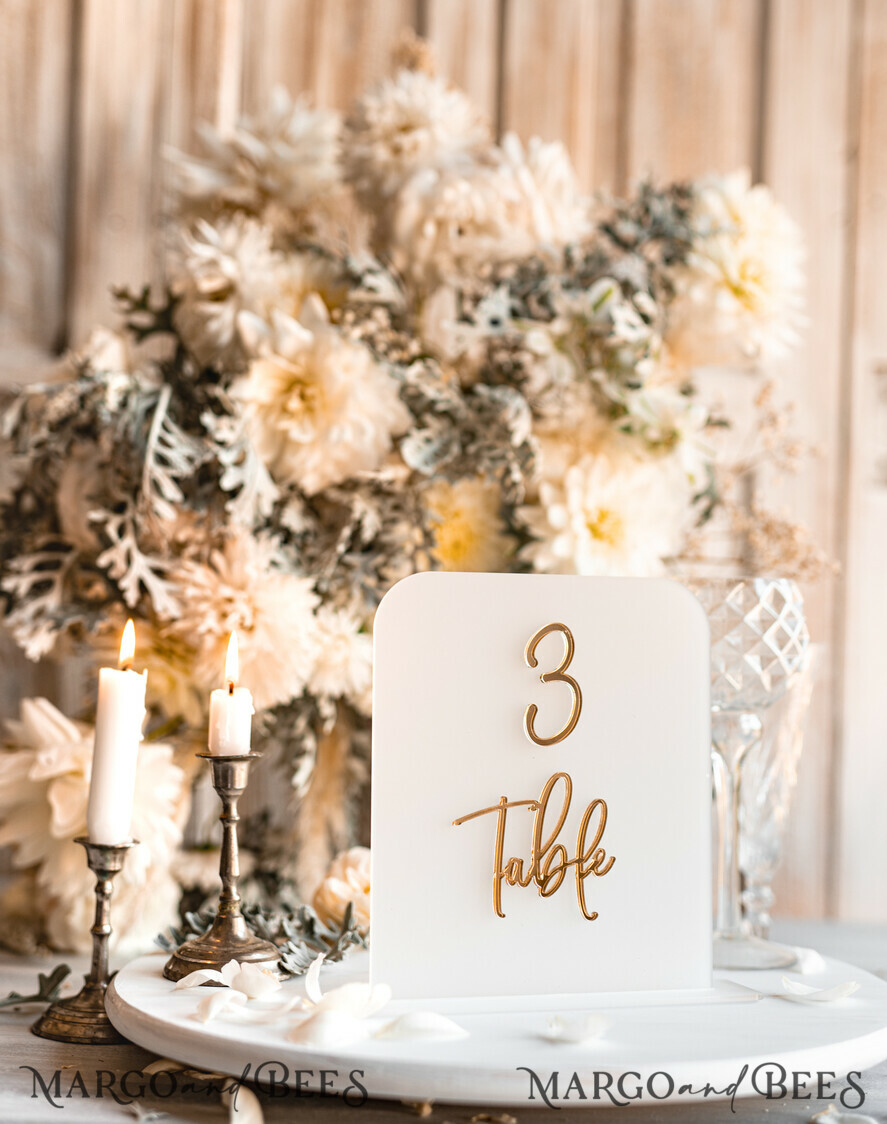 TABLE DECOR SIGNS Acrylic table decor Numbers Acrylic Frozen Table Numbers, Frosted Acrylic And Gold Sign, Gold Plexi Table Numbers, Luxury Wedding Table Decor, Wedding Signage Golden Mirror Table Numbers