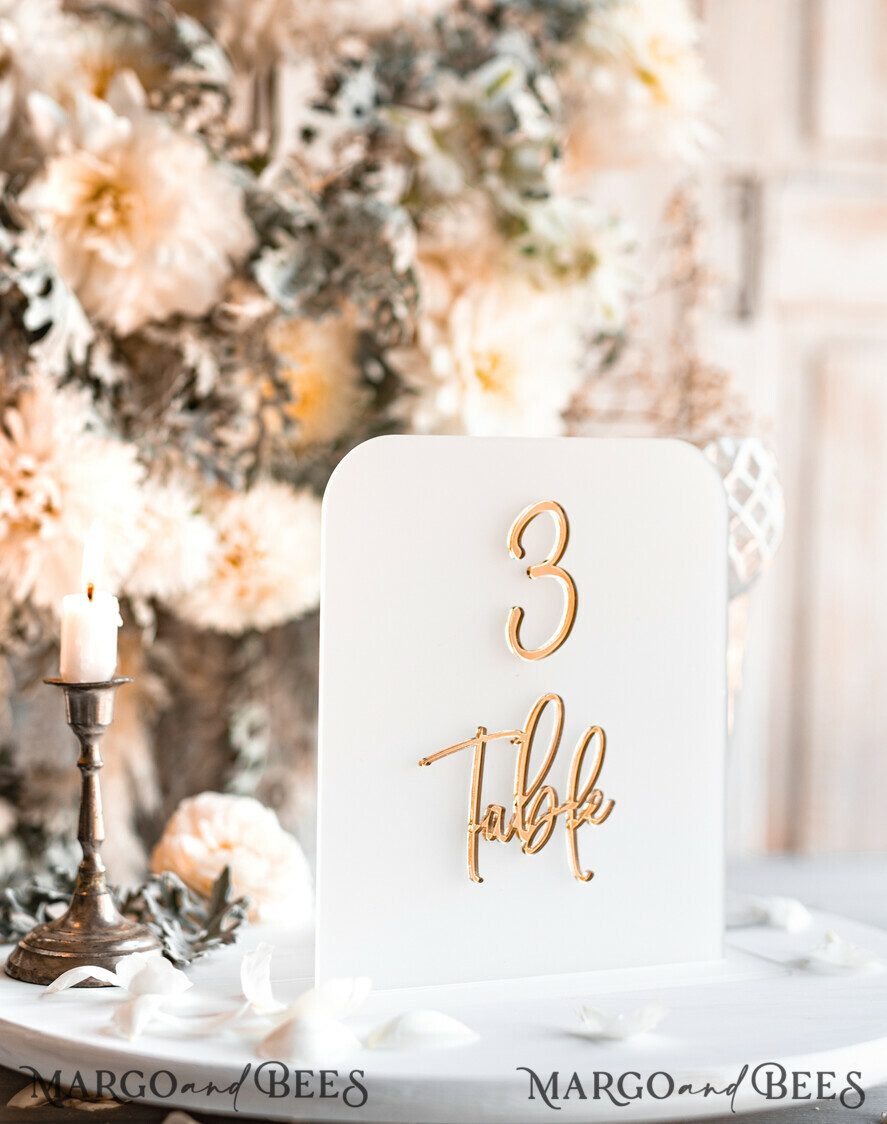 TABLE DECOR SIGNS Acrylic table decor Numbers Acrylic Frozen Table Numbers, Frosted Acrylic And Gold Sign, Gold Plexi Table Numbers, Luxury Wedding Table Decor, Wedding Signage Golden Mirror Table Numbers