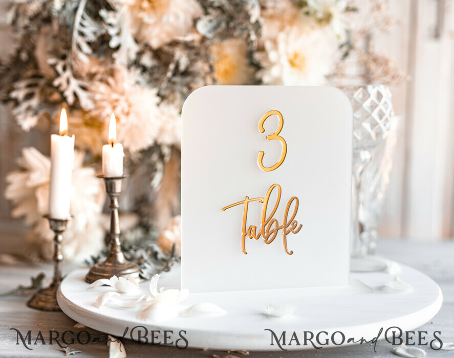 TABLE DECOR SIGNS Acrylic table decor Numbers Acrylic Frozen Table Numbers, Frosted Acrylic And Gold Sign, Gold Plexi Table Numbers, Luxury Wedding Table Decor, Wedding Signage Golden Mirror Table Numbers