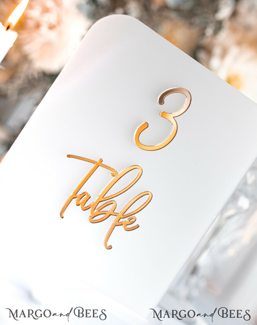 TABLE DECOR SIGNS Acrylic table decor Numbers Acrylic Frozen Table Numbers, Frosted Acrylic And Gold Sign, Gold Plexi Table Numbers, Luxury Wedding Table Decor, Wedding Signage Golden Mirror Table Numbers