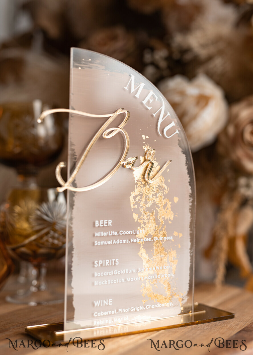 TABLE DECOR SIGNS Acrylic table decor Numbers Acrylic Half Arch Ombre Beige Bar Menu, Clear Acrylic and gold Bar Menu, Nude Taupe Gold Plexi Drink Bar Menu, Tan Luxury Drink Bar Table Decor, Earthy Wedding 
