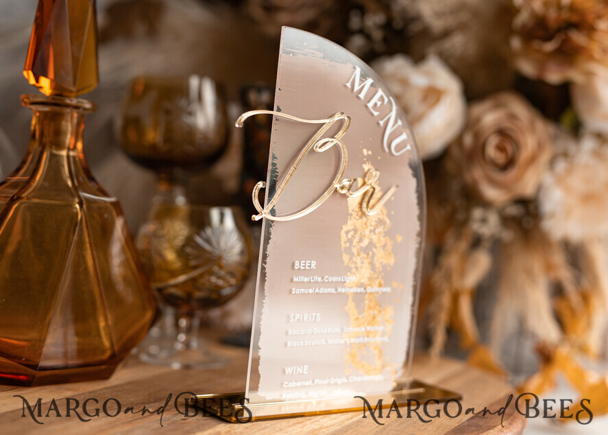 TABLE DECOR SIGNS Acrylic table decor Numbers Acrylic Half Arch Ombre Beige Bar Menu, Clear Acrylic and gold Bar Menu, Nude Taupe Gold Plexi Drink Bar Menu, Tan Luxury Drink Bar Table Decor, Earthy Wedding 