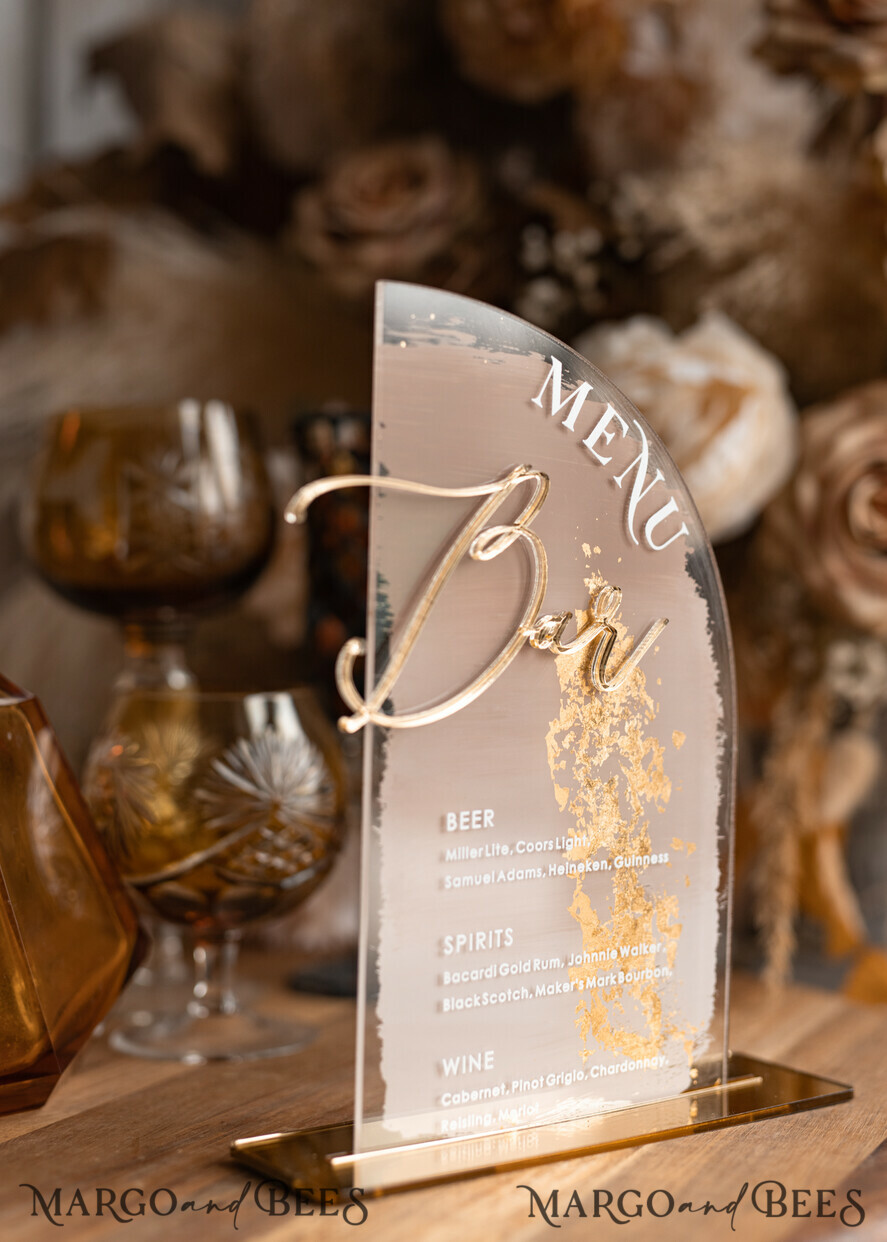 TABLE DECOR SIGNS Acrylic table decor Numbers Acrylic Half Arch Ombre Beige Bar Menu, Clear Acrylic and gold Bar Menu, Nude Taupe Gold Plexi Drink Bar Menu, Tan Luxury Drink Bar Table Decor, Earthy Wedding 
