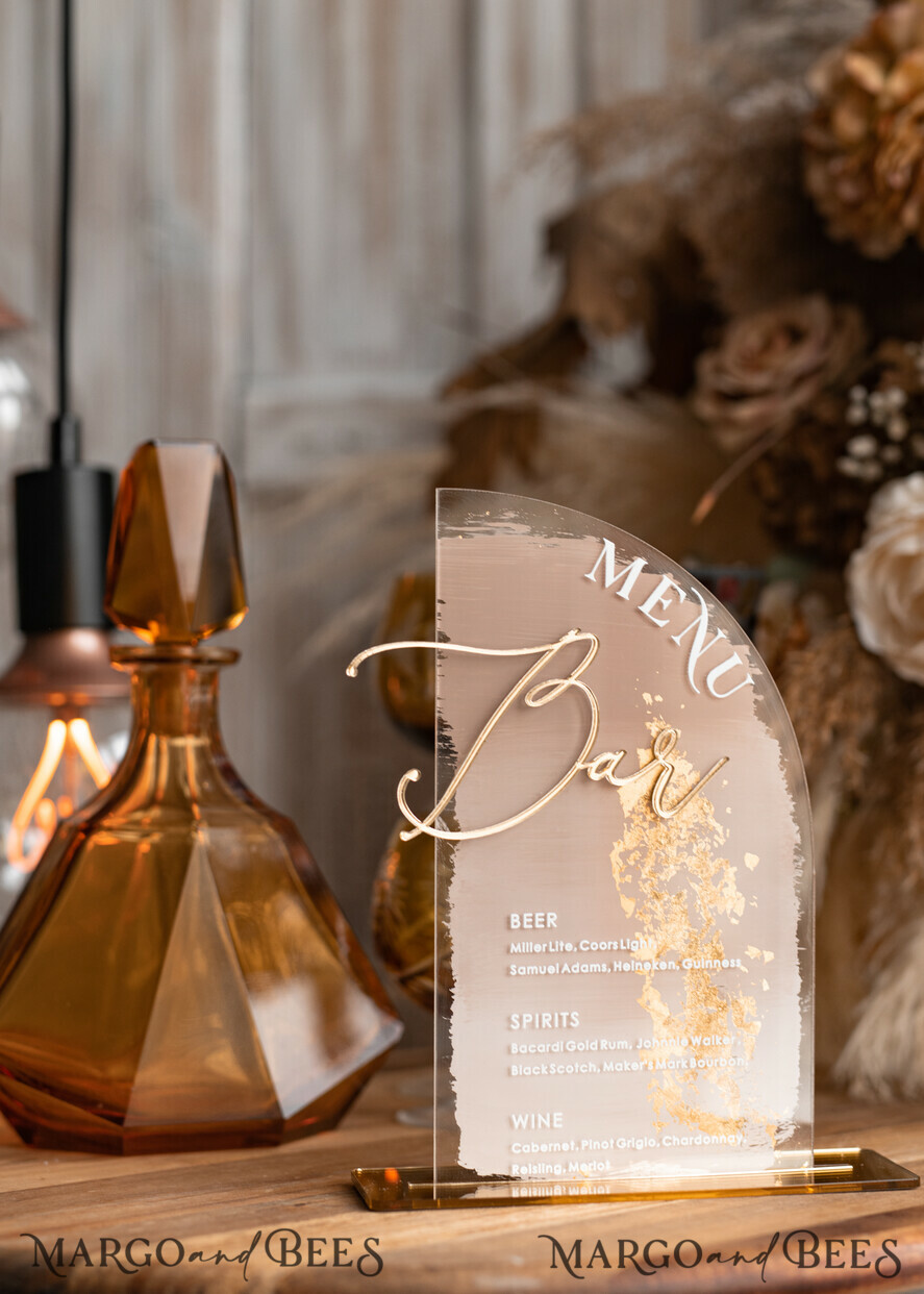 TABLE DECOR SIGNS Acrylic table decor Numbers Acrylic Half Arch Ombre Beige Bar Menu, Clear Acrylic and gold Bar Menu, Nude Taupe Gold Plexi Drink Bar Menu, Tan Luxury Drink Bar Table Decor, Earthy Wedding 