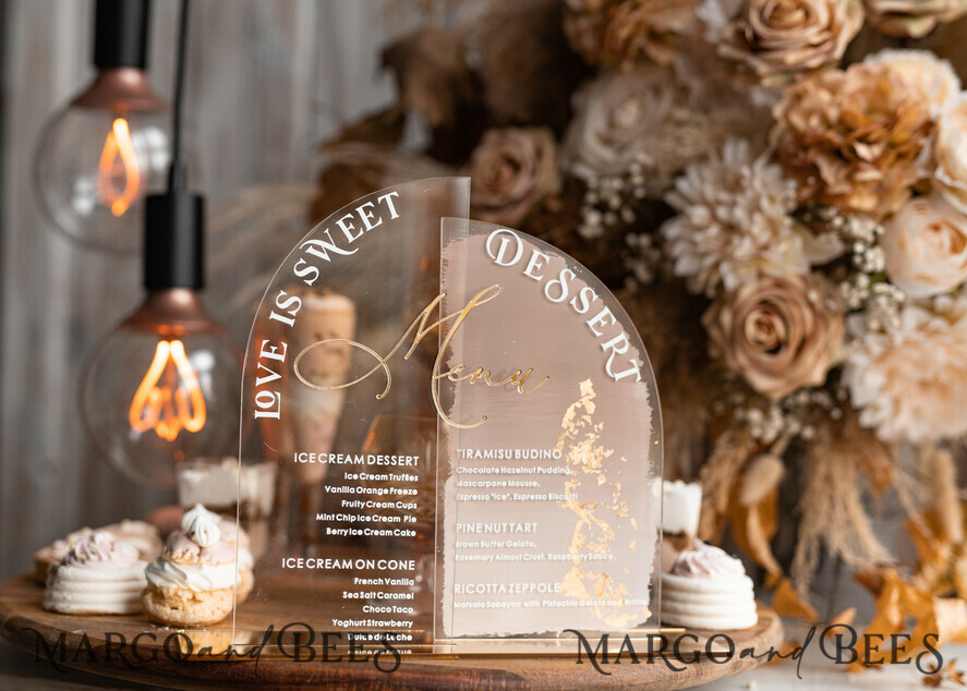 TABLE DECOR SIGNS Acrylic table decor Numbers Acrylic Arch Beige Ombre Dessert menu, Clear Acrylic gold Taupe Candy Bar Sign, Nude Gold Plexi Table Arch Menu, Luxury Beige Ombre Wedding Table Decor, Wedding Signage Golden mirror Dessert Menu
