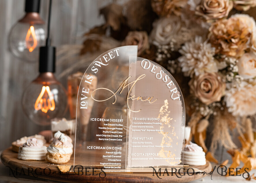 TABLE DECOR SIGNS Acrylic table decor Numbers Acrylic Arch Beige Ombre Dessert menu, Clear Acrylic gold Taupe Candy Bar Sign, Nude Gold Plexi Table Arch Menu, Luxury Beige Ombre Wedding Table Decor, Wedding Signage Golden mirror Dessert Menu