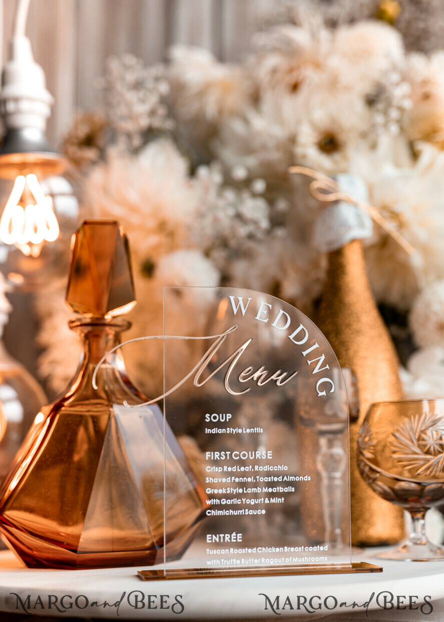 TABLE DECOR SIGNS Acrylic table decor Numbers Acrylic Arch Table menu, Clear Acrylic and gold Sign, Gold Plexi Table Numbers, Luxury Wedding Table Decor, Wedding Signage, 3D Gold wedding menu, Editable text