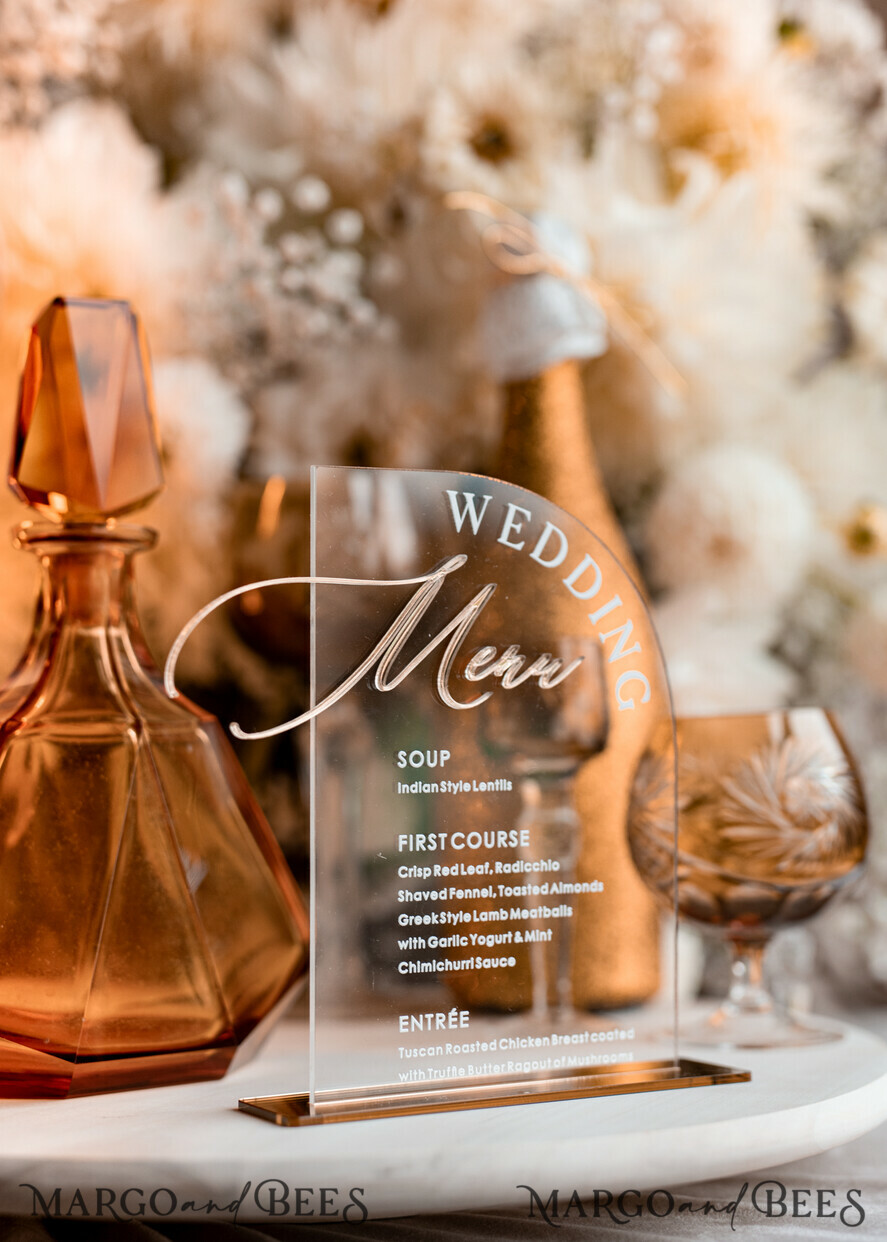 TABLE DECOR SIGNS Acrylic table decor Numbers Acrylic Arch Table menu, Clear Acrylic and gold Sign, Gold Plexi Table Numbers, Luxury Wedding Table Decor, Wedding Signage, 3D Gold wedding menu, Editable text