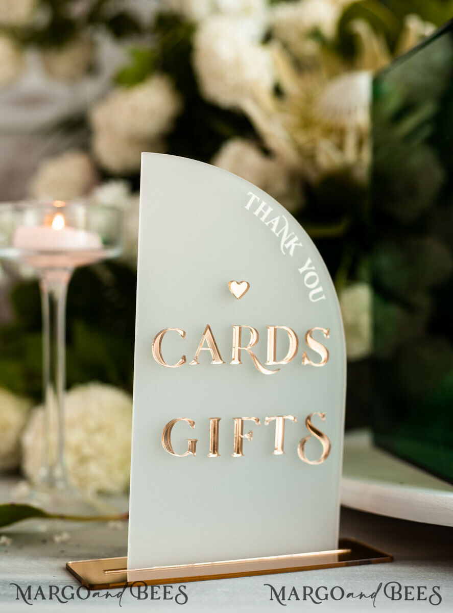 TABLE DECOR SIGNS Acrylic table decor Numbers Frosted Acrylic Cards And Gifts Sign, Frozen Acrylic And Gold Sign, Gold Plexi Sign, Luxury Wedding Table Decor, Wedding Signage Golden Mirror Cards   
