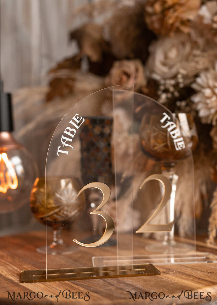 TABLE DECOR SIGNS Acrylic table decor Numbers Acrylic Arch Ombre Beige Table Numbers, Clear Acrylic and gold table numbers, Nude Taupe Gold Plexi Table Numbers, Tan Luxury Wedding Table Decor, Earthy Wedding Sign