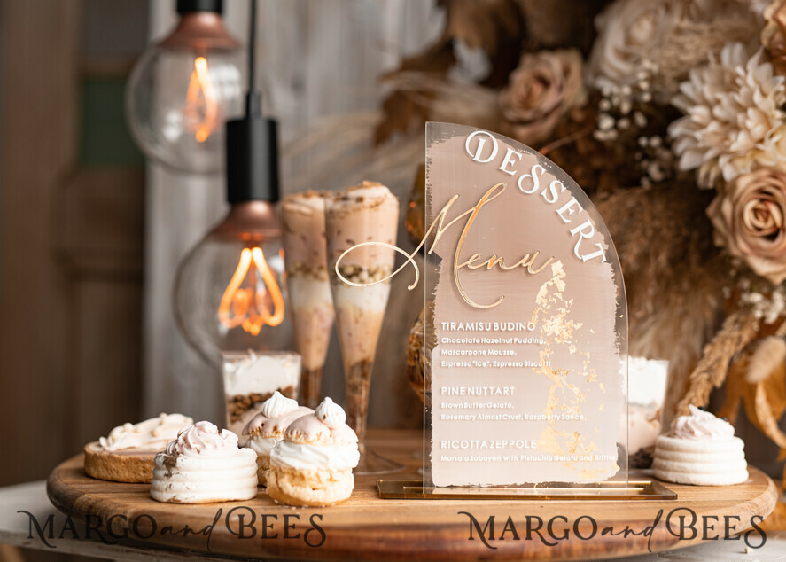 TABLE DECOR SIGNS Acrylic table decor Numbers Acrylic Arch Beige Ombre Dessert menu, Clear Acrylic gold Taupe Candy Bar Sign, Nude Gold Plexi Table Arch Menu, Luxury Beige Ombre Wedding Table Decor, Wedding Signage Golden mirror Dessert Menu