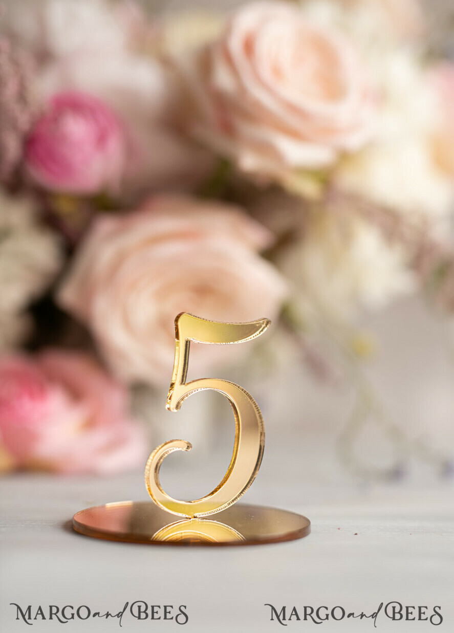 TABLE DECOR SIGNS Acrylic table decor Numbers Acrylic Table Numbers, Golden Mirror Acrylic and gold Sign, Gold Plexi Table Numbers, Luxury Wedding Table Decor, 3D Wedding Signage Golden mirror table numbers